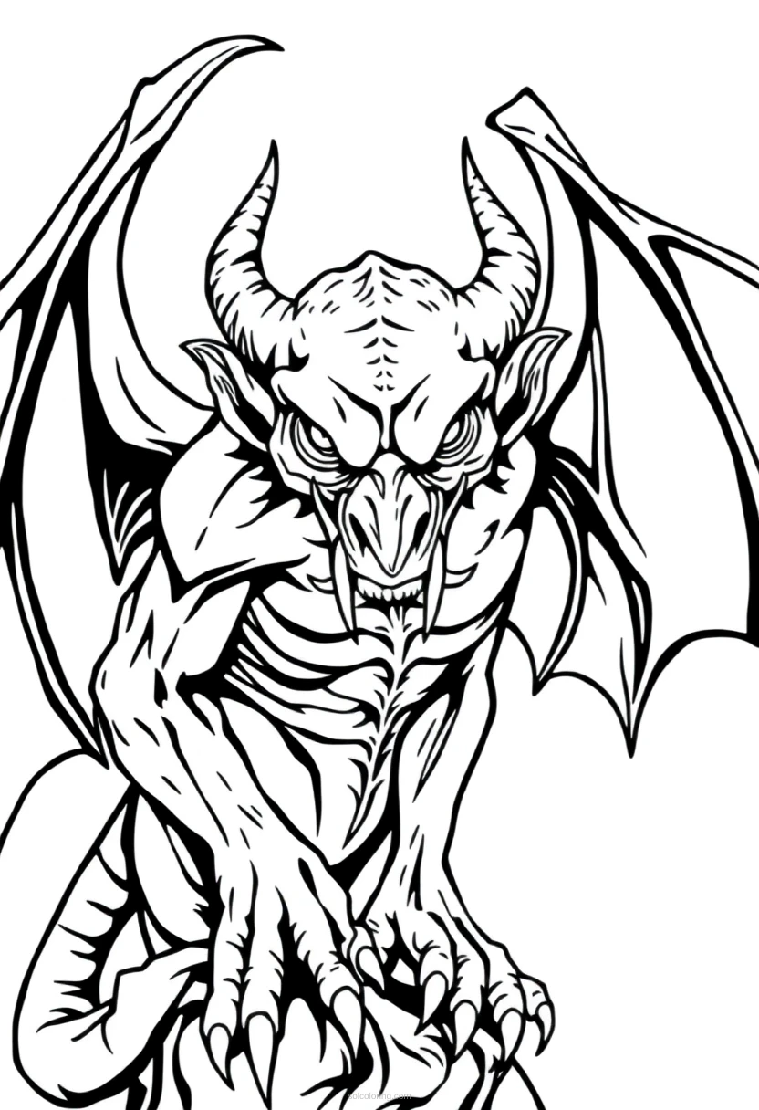 Gothic Gargoyle coloring page for kids