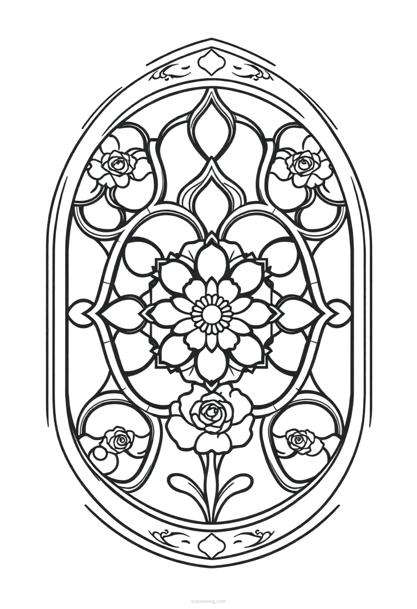 Gothic Rose Window Designs coloring page for kids