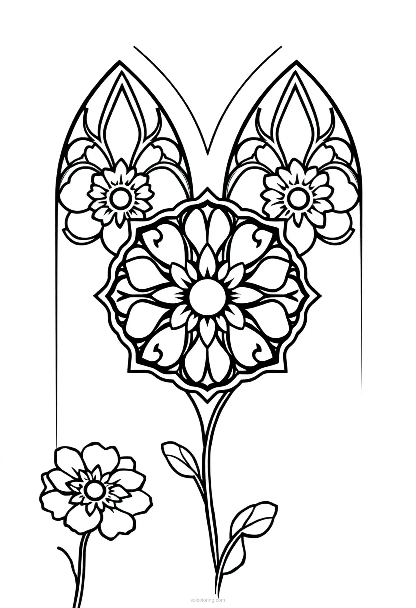 Gothic Rose Window Designs coloring page for kids