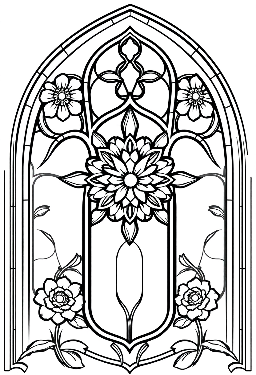Gothic Rose Window Designs coloring pages
