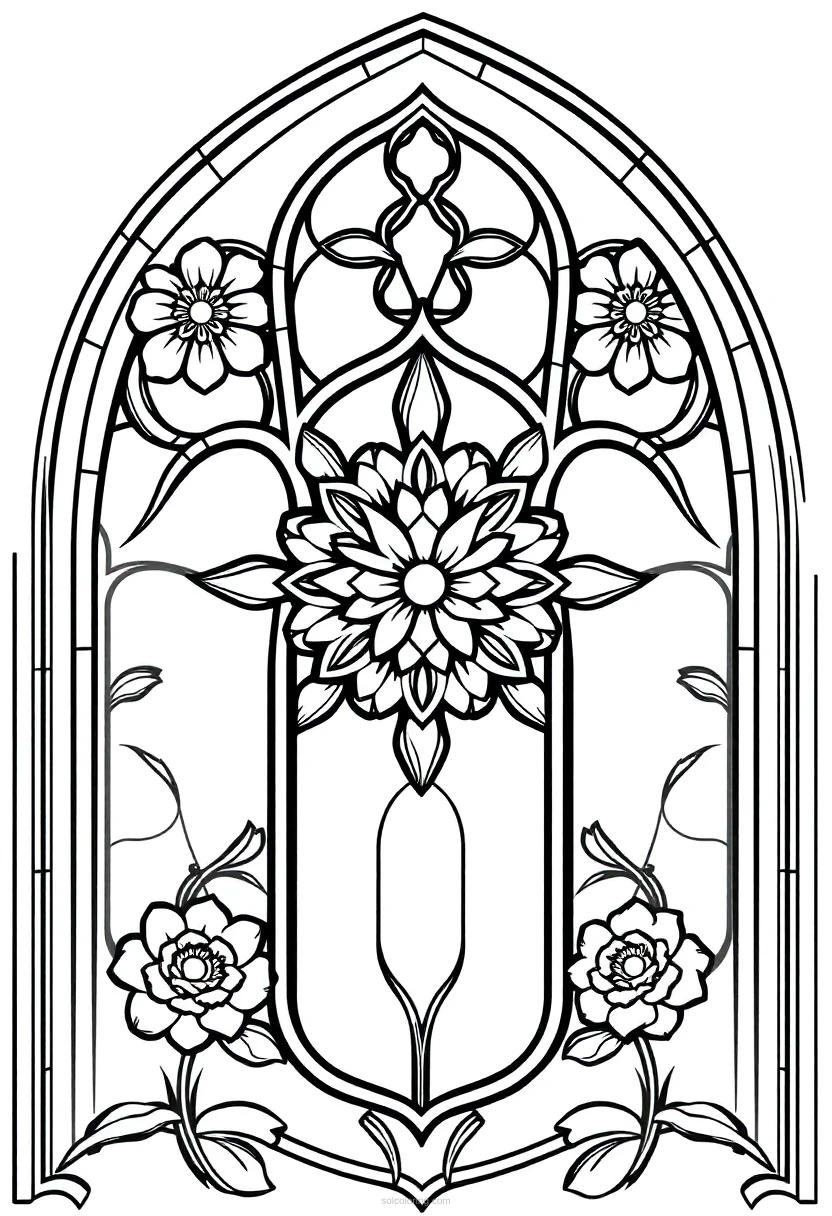 Gothic Rose Window Designs coloring pages