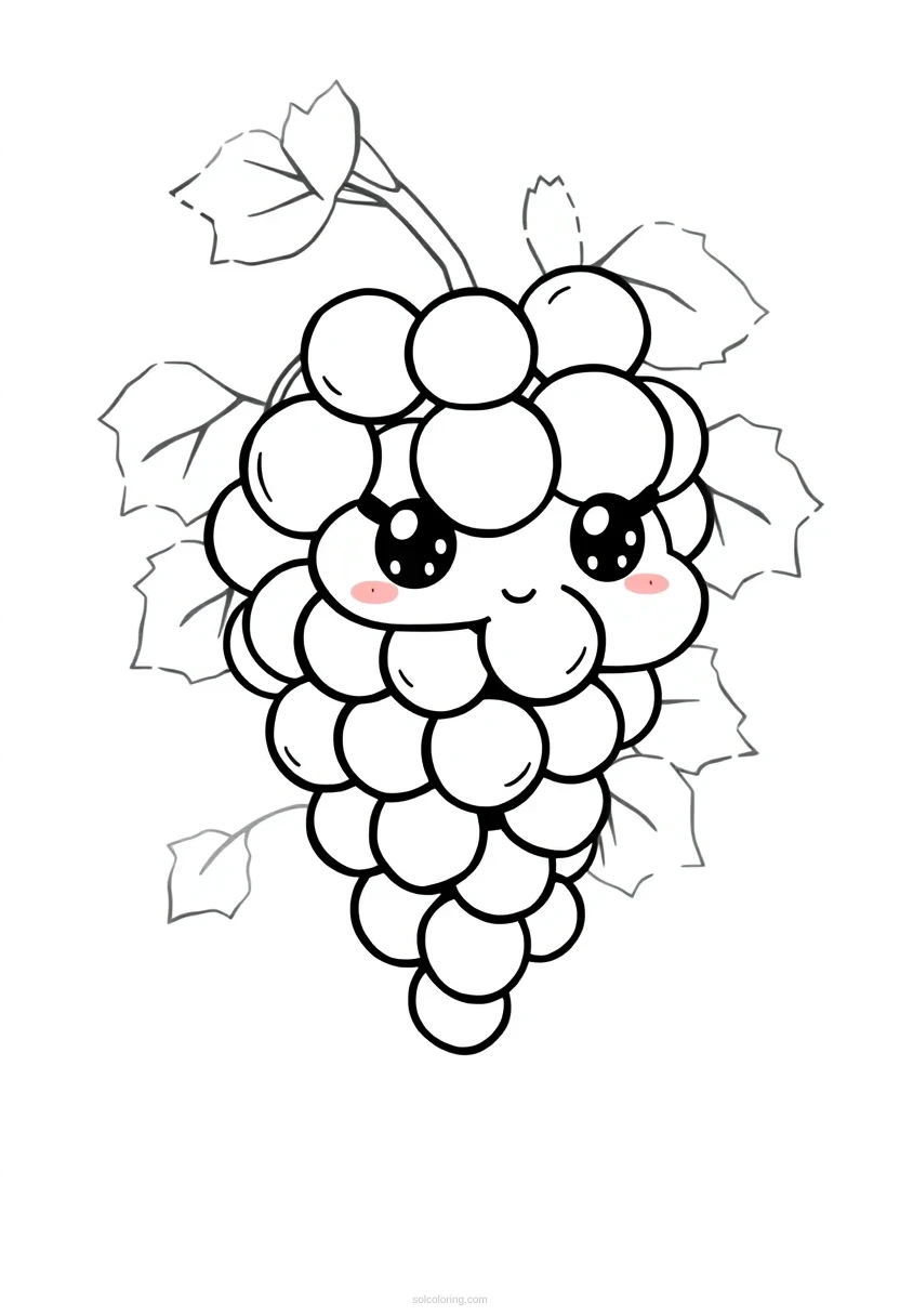 Grapes on Vine coloring page for kids
