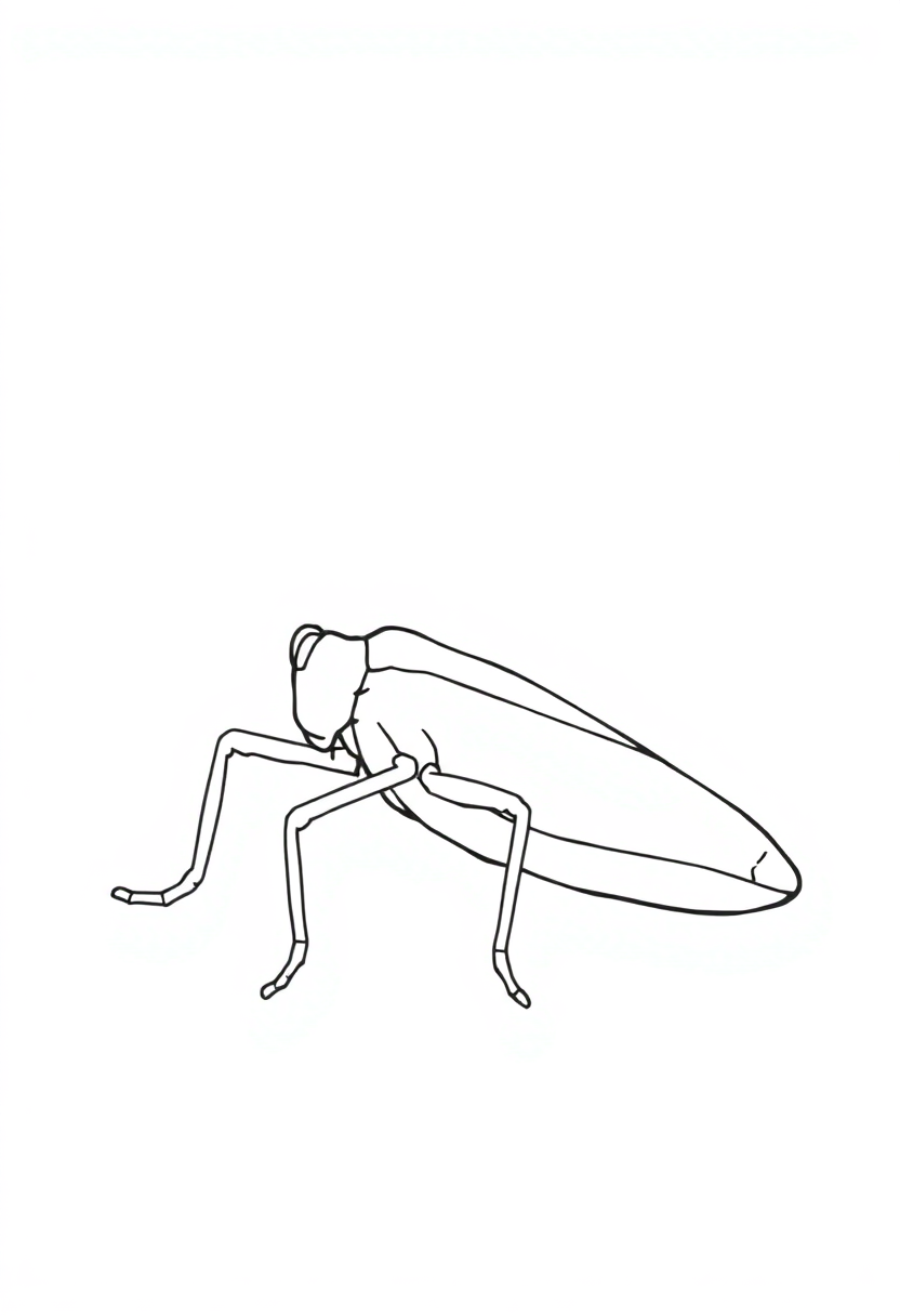 Grasshopper coloring page, free printable