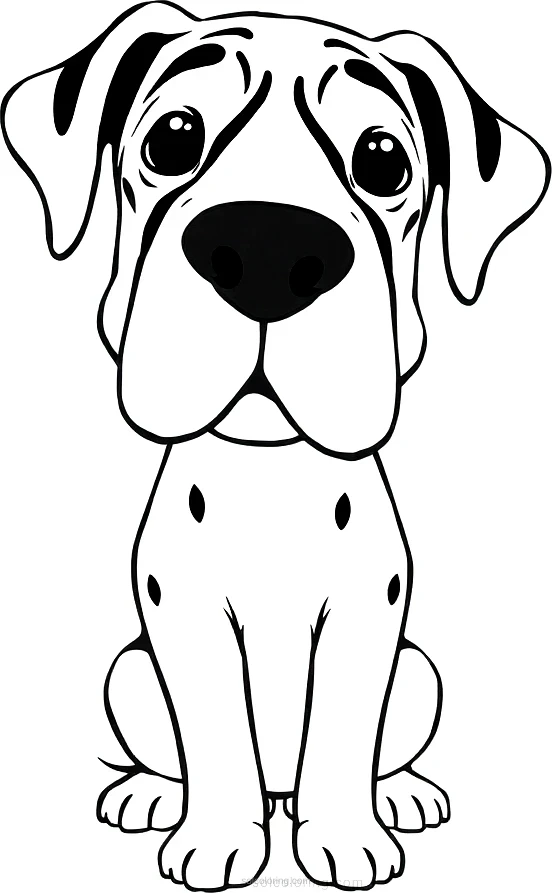 Great Dane Giant Gentle Dog coloring page for kids