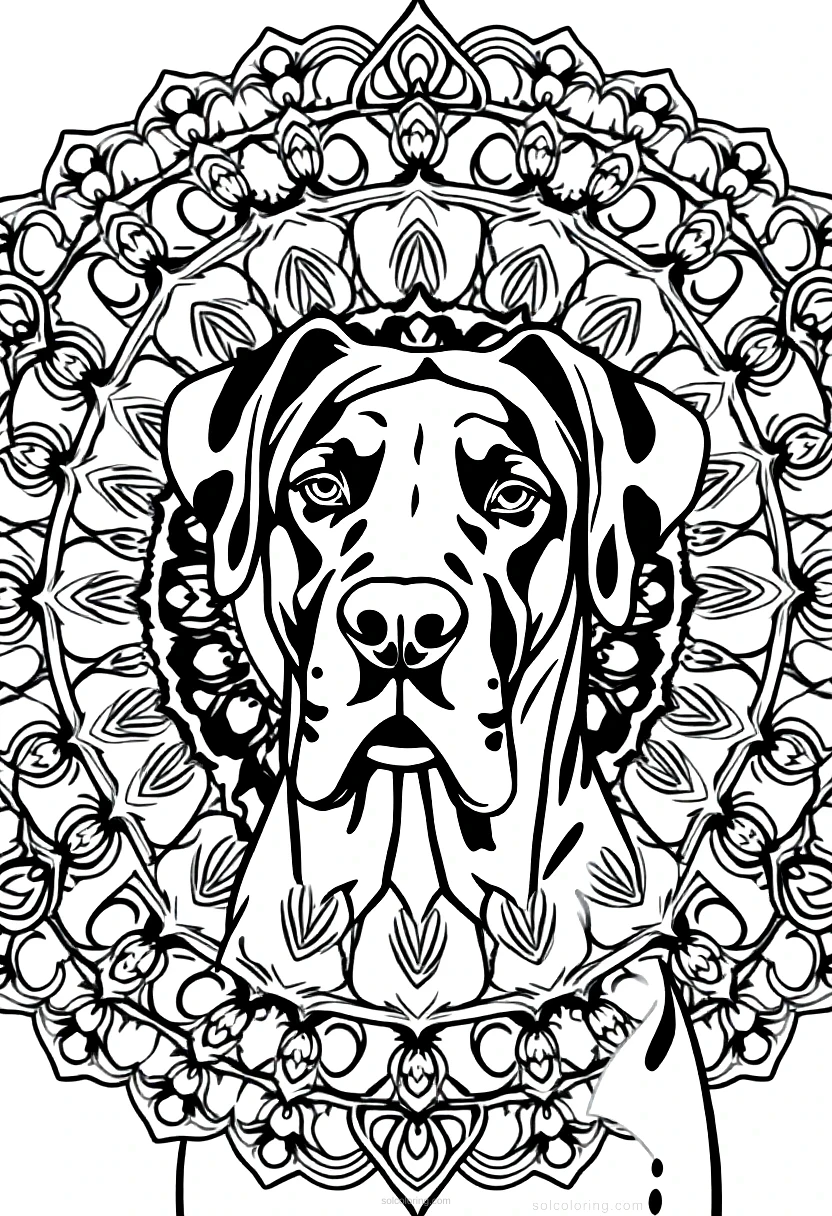 Great Dane Giant Gentle Dog coloring page for kids