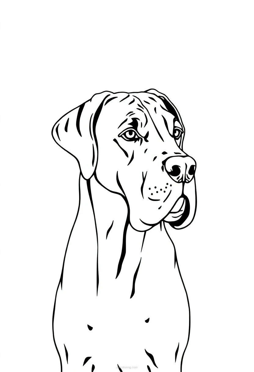 Great Dane Giant Gentle Dog coloring page for kids