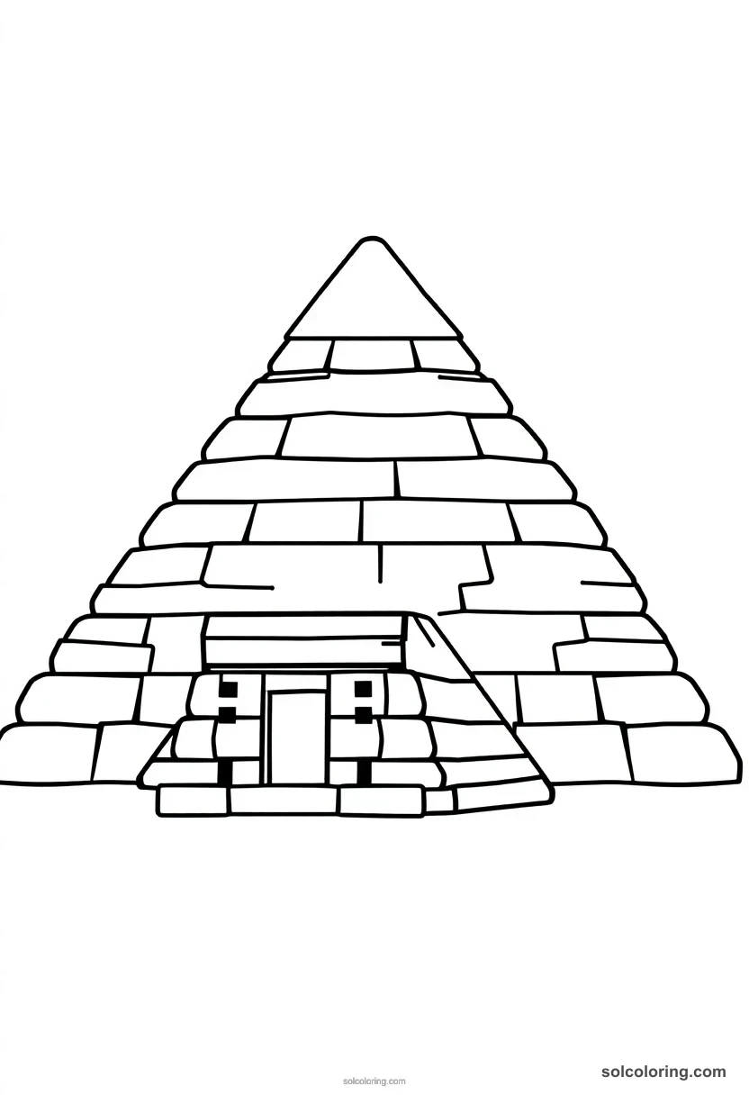 Cute Cartoon Great Pyramid of Giza cute cartoon coloring page for kids