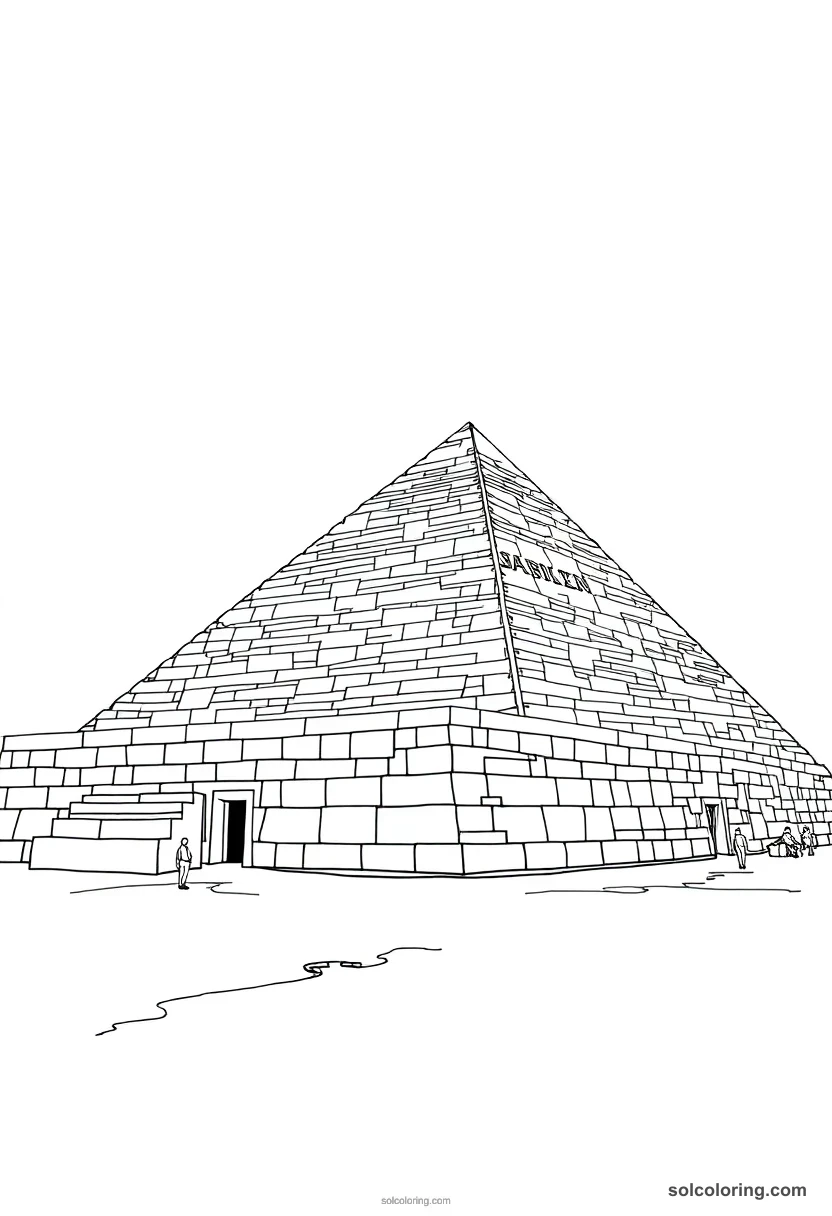 Great Pyramid of Giza detailed coloring page for kids