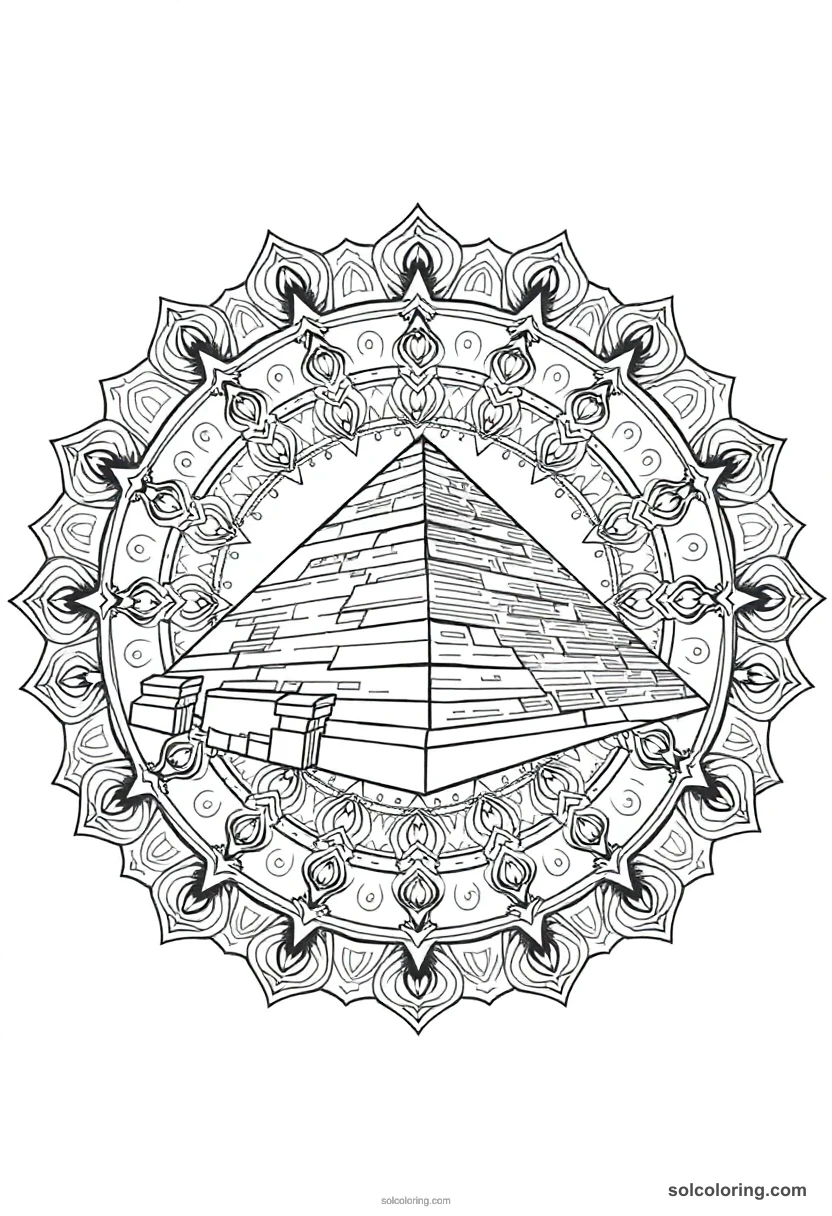 Mandala Great Pyramid of Giza mandala coloring page for kids