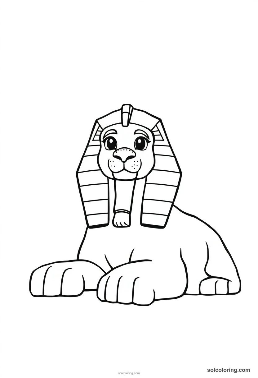 Cute Cartoon Great Sphinx of Giza cute cartoon coloring page for kids