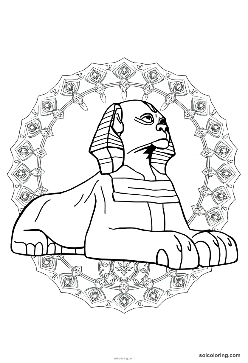 Mandala Great Sphinx of Giza mandala coloring page for kids