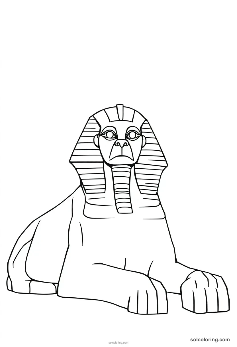 Simple Great Sphinx of Giza simple coloring page for kids