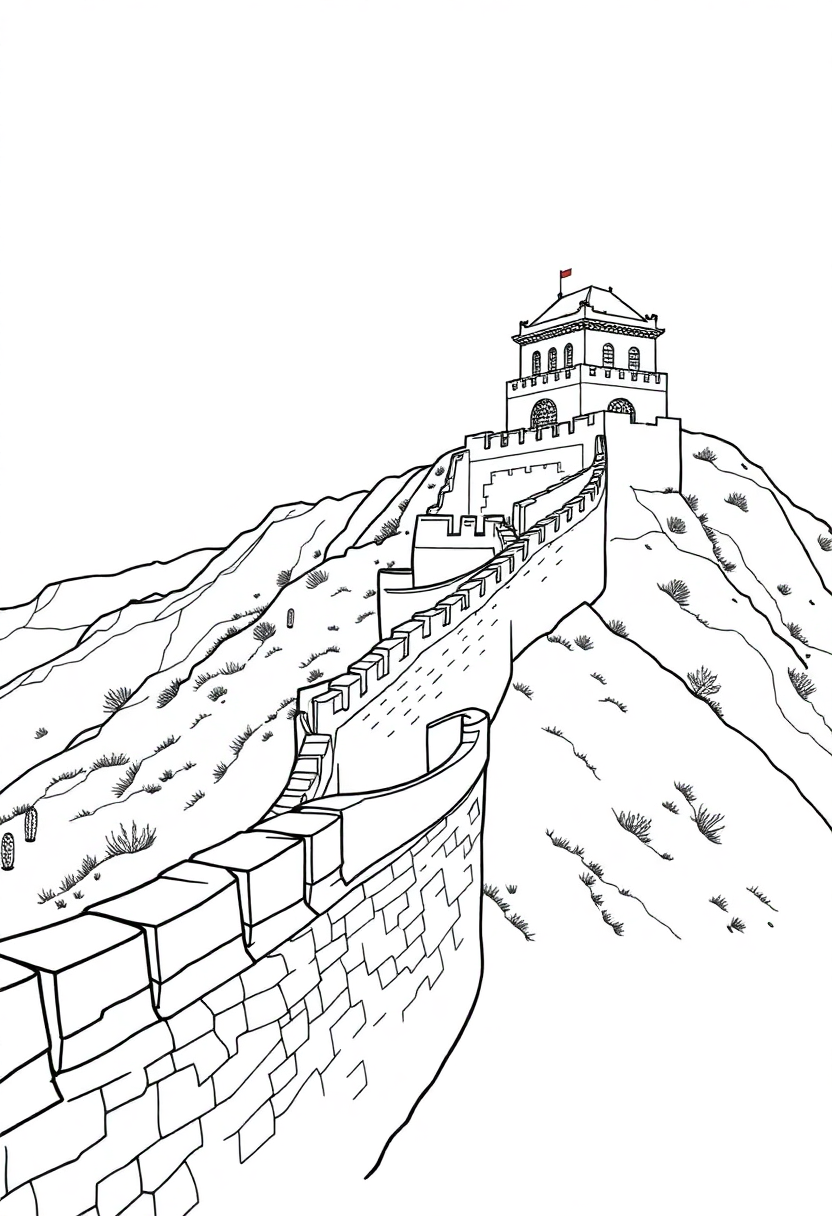 Great Wall of China coloring page, free printable