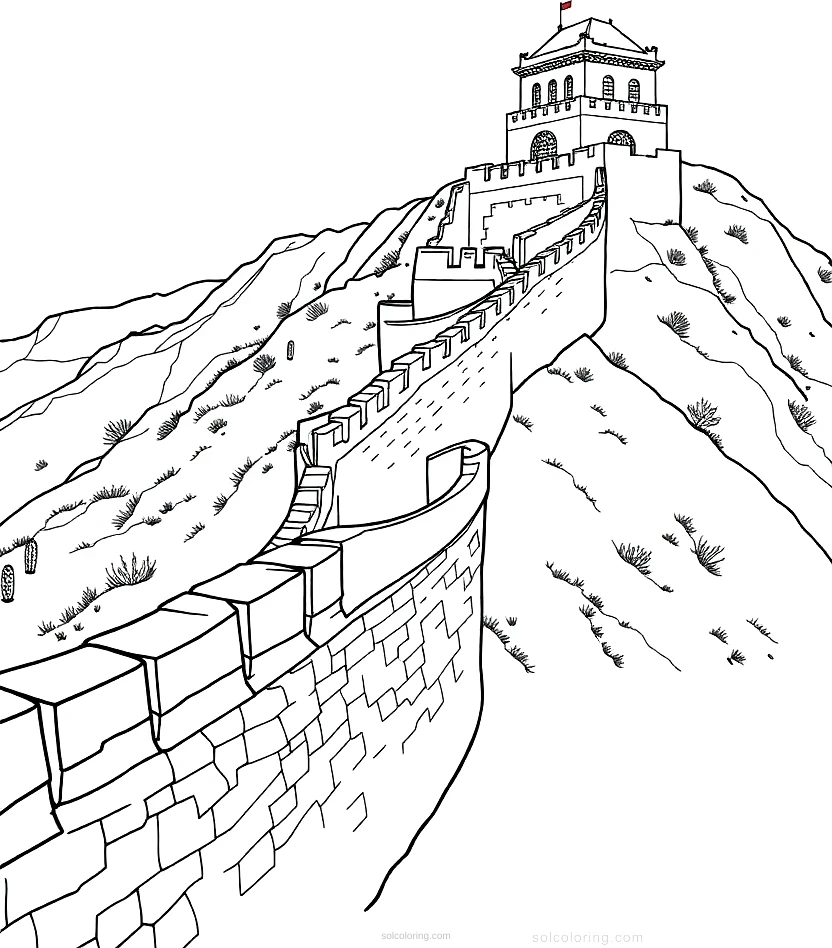 Great Wall of China coloring page for kids