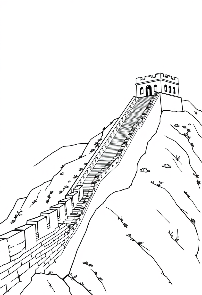 Great Wall of China coloring page, free printable
