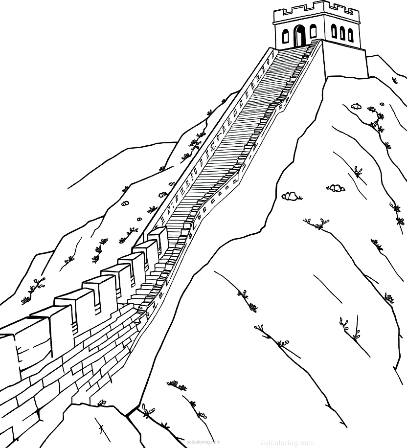 Great Wall of China coloring page for kids