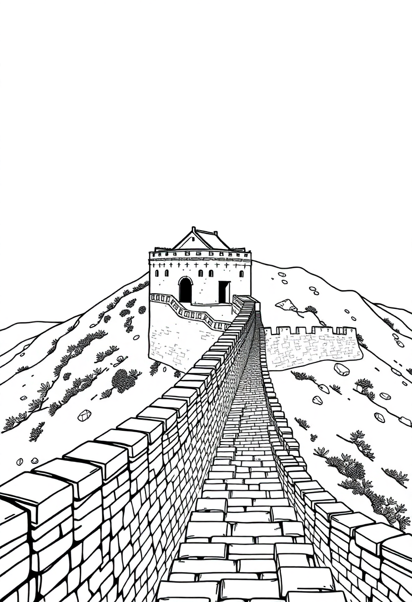 Great Wall of China coloring page, free printable