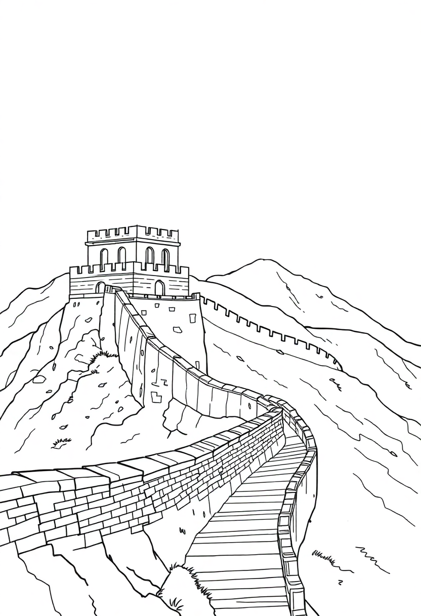 Great Wall of China coloring page, free printable