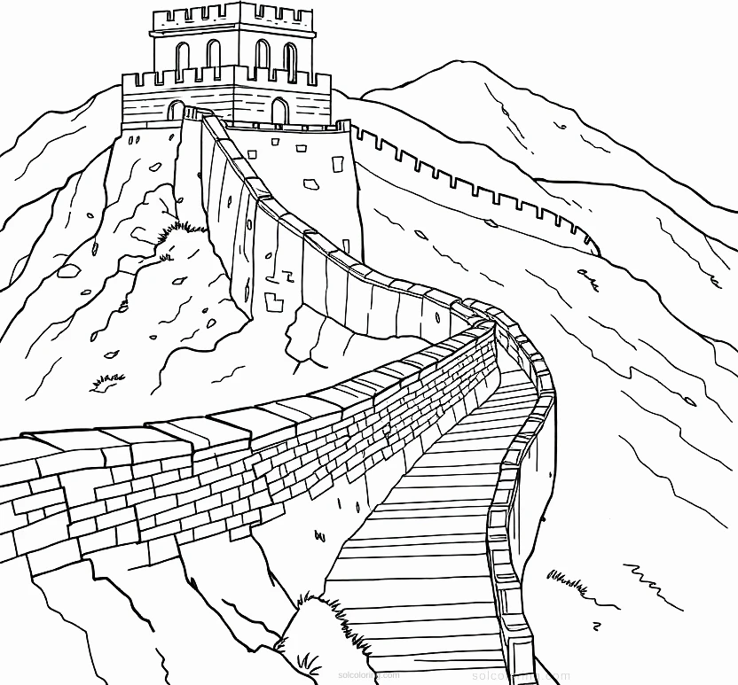 Great Wall of China coloring page for kids