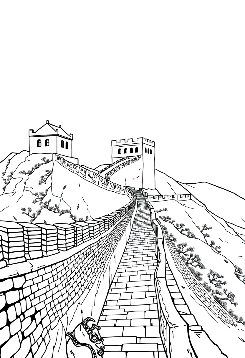 Great Wall of China coloring page, free printable