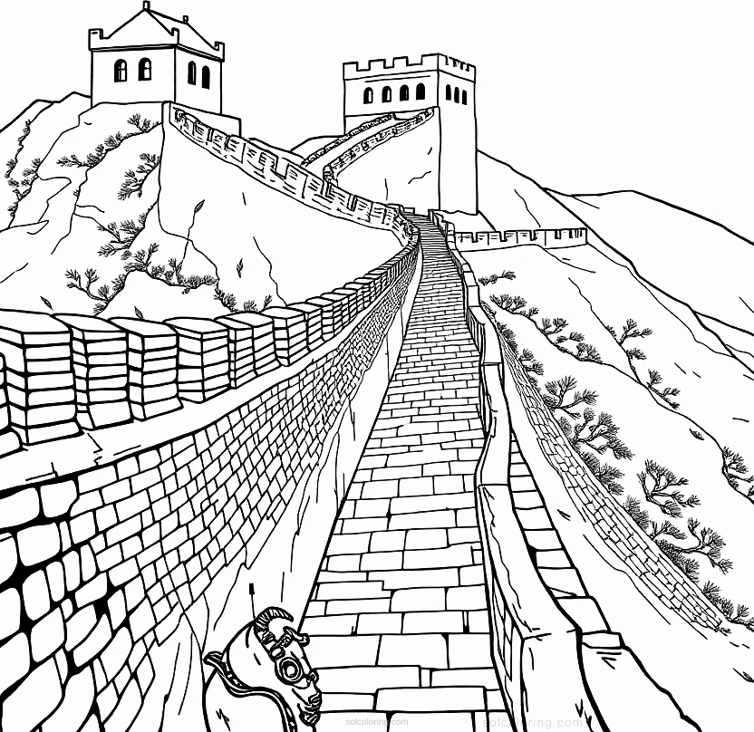 Great Wall of China coloring page for kids
