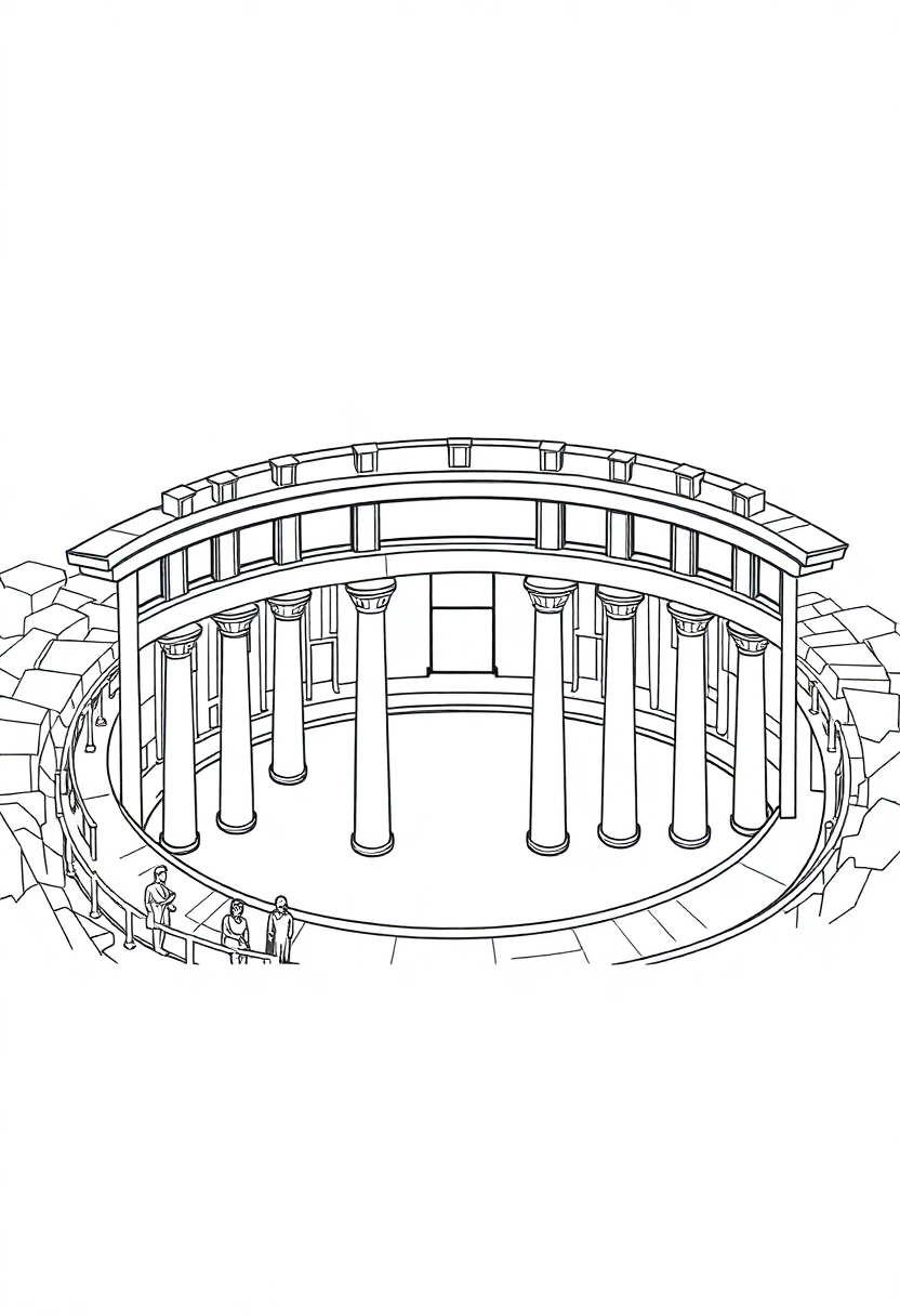 Greek Amphitheater coloring page, free printable