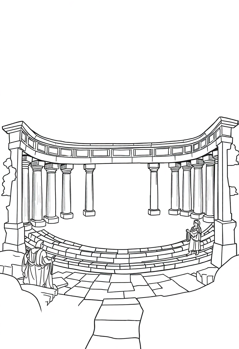 Greek Amphitheater coloring page, free printable
