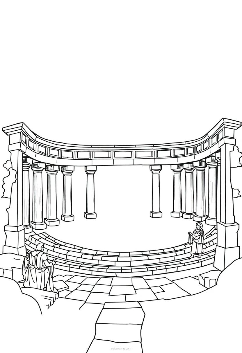 Greek Amphitheater coloring page for kids