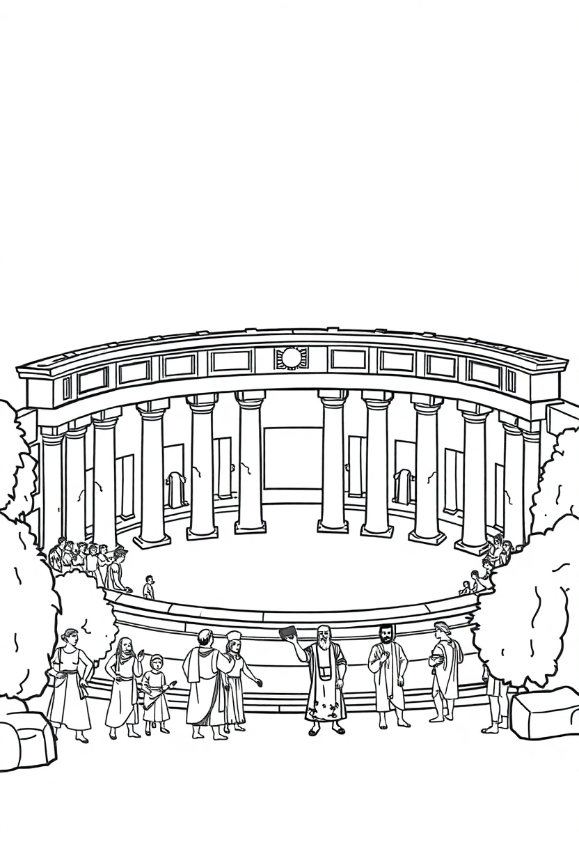 Greek Amphitheater coloring page, free printable
