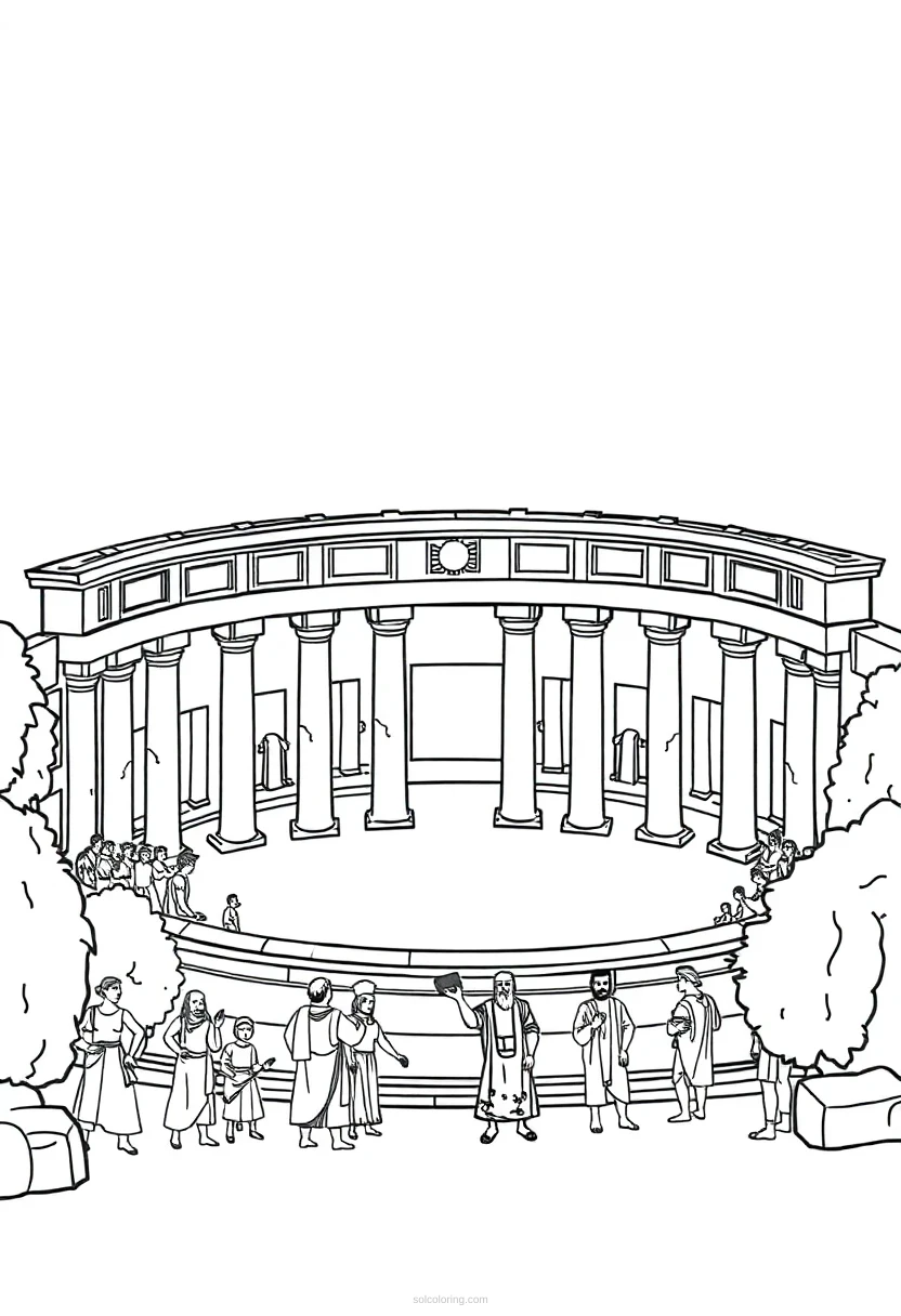 Greek Amphitheater coloring page for kids