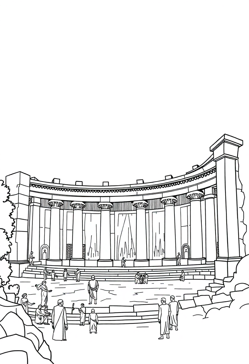 Greek Amphitheater coloring page, free printable