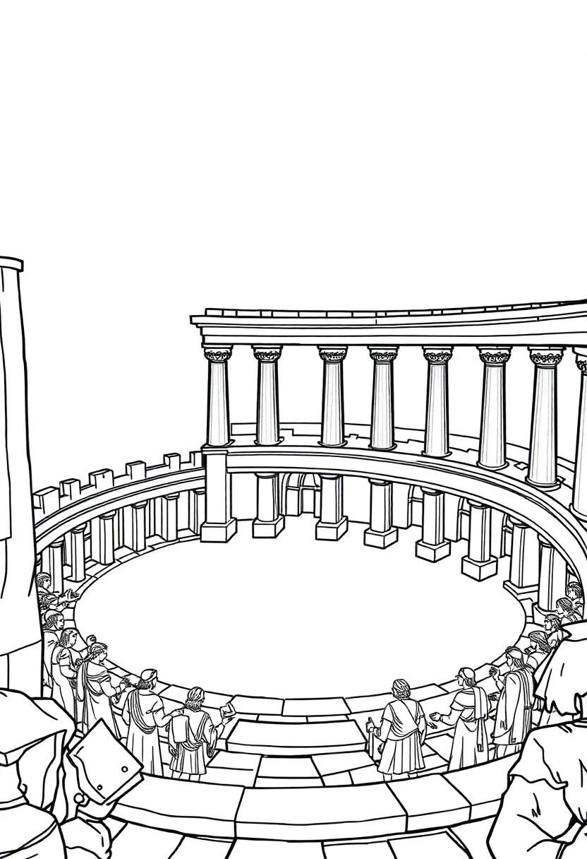 Greek Amphitheater coloring page, free printable