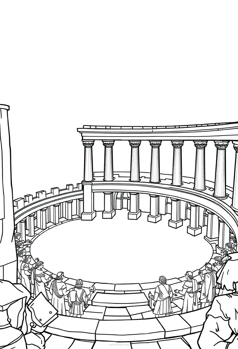 Greek Amphitheater coloring page for kids