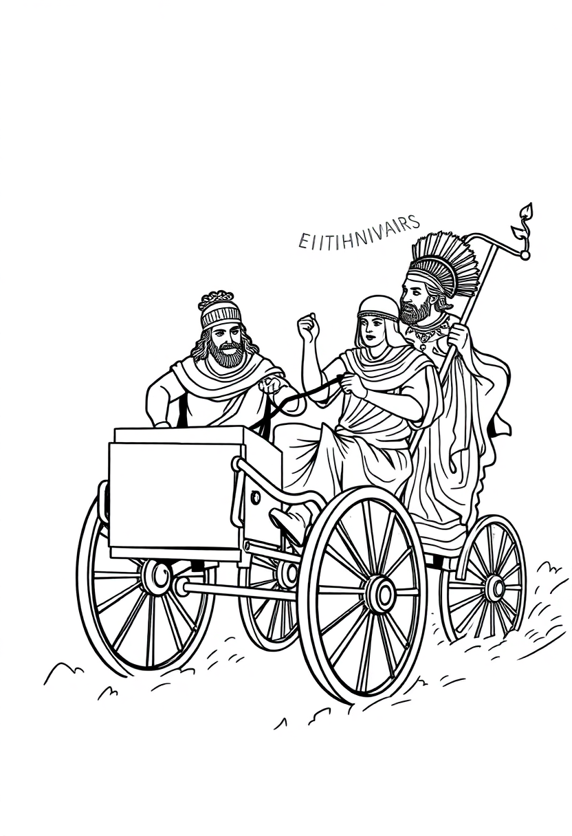 Greek Chariot Race coloring page, free printable