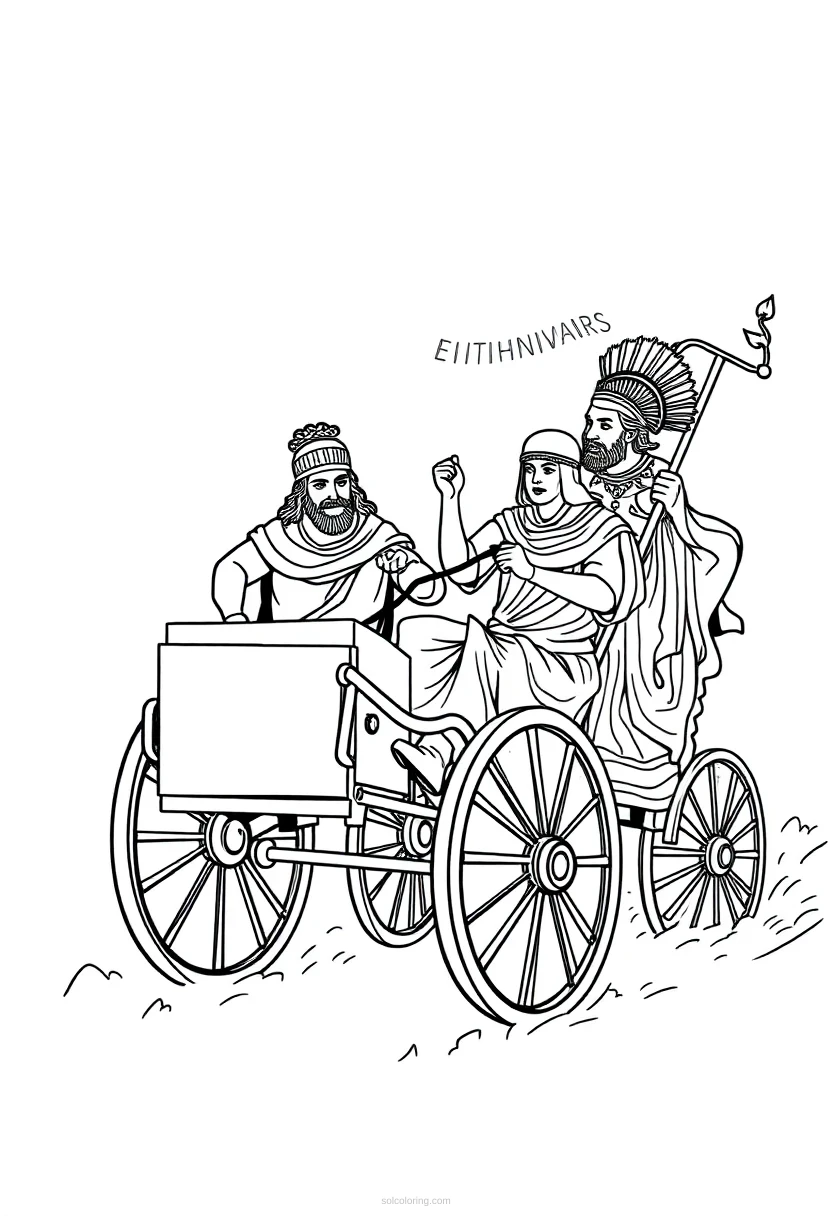 Greek Chariot Race coloring page for kids