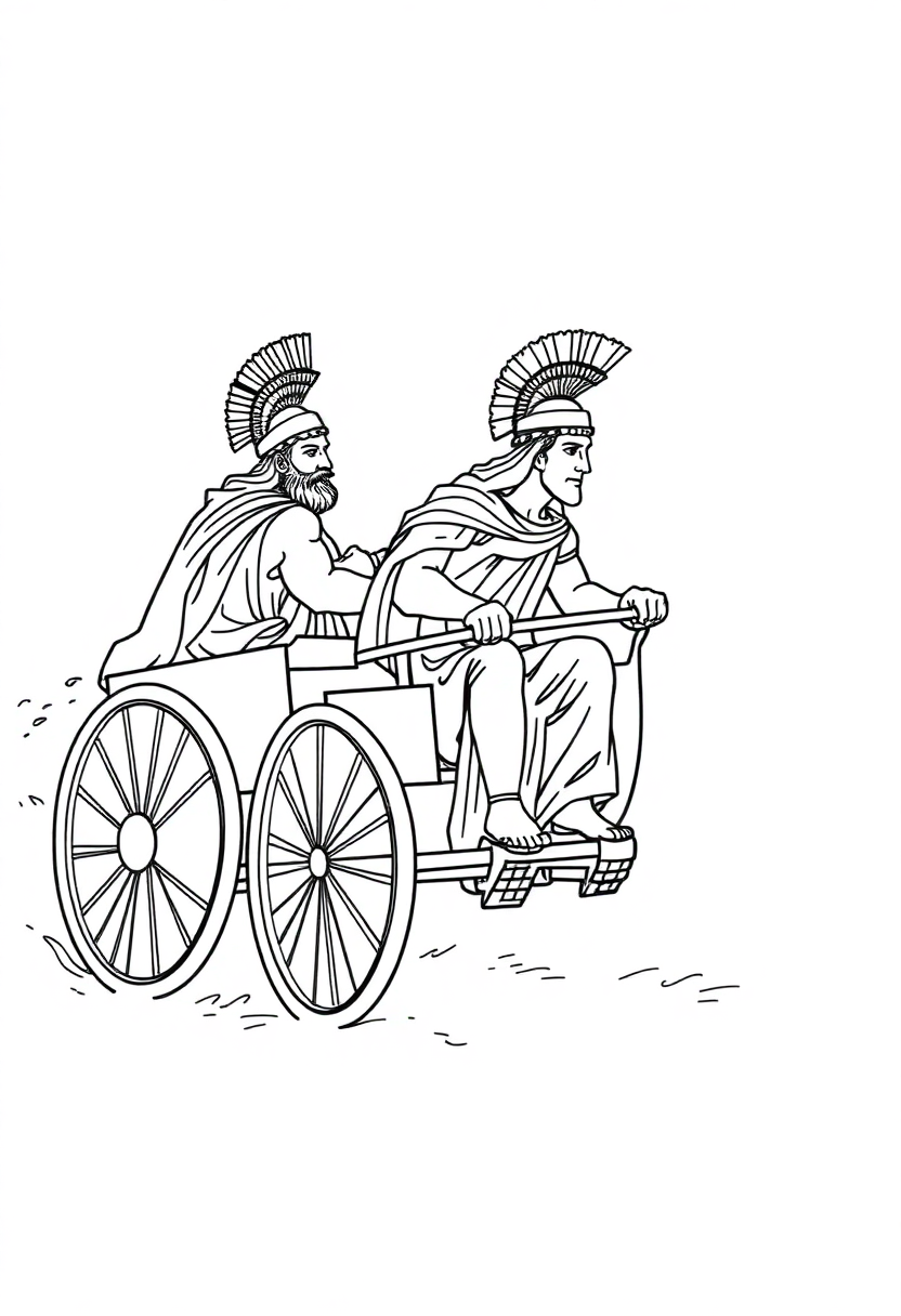 Greek Chariot Race coloring page, free printable