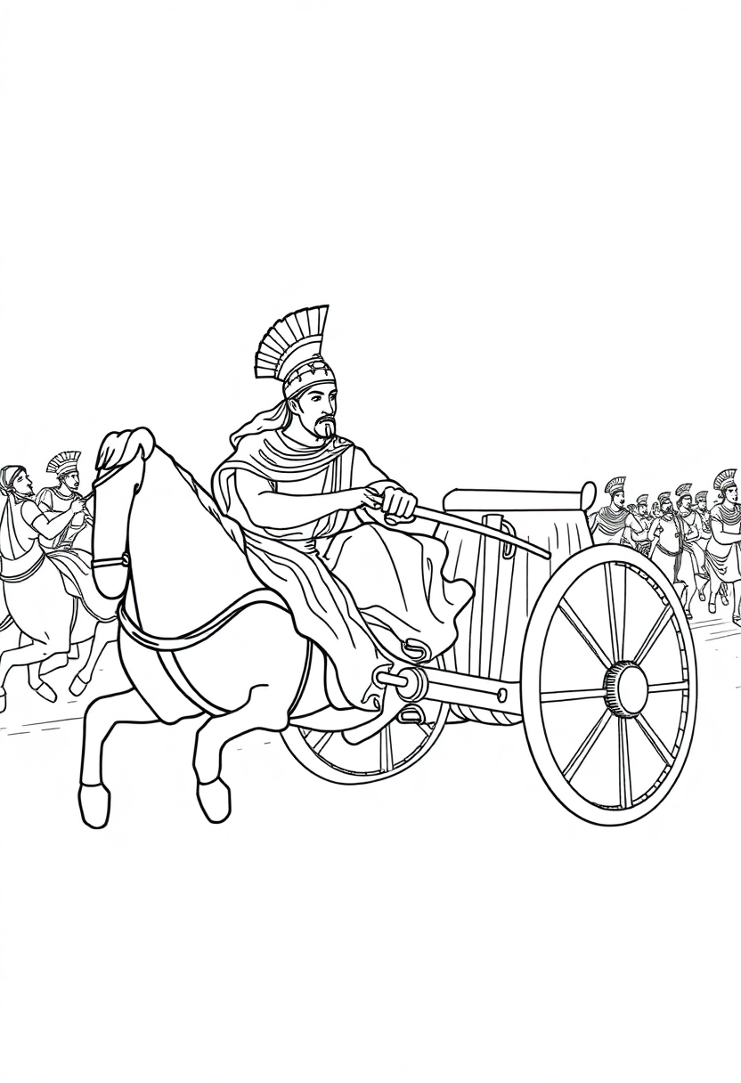Greek Chariot Race coloring page, free printable