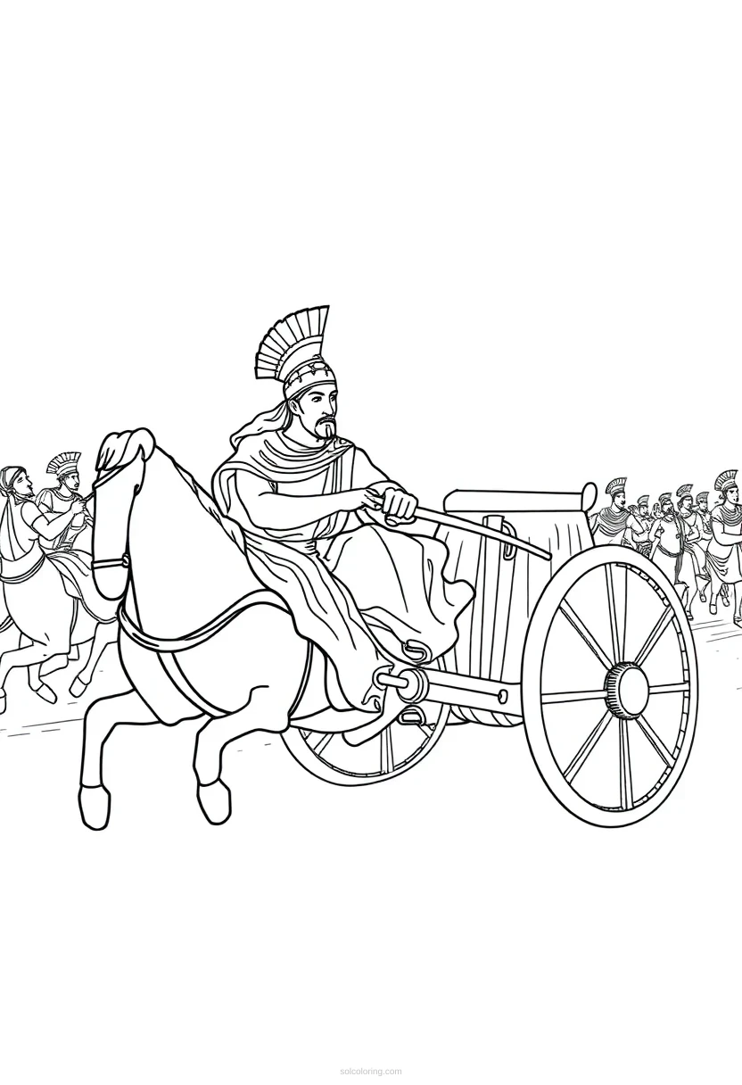 Greek Chariot Race coloring page for kids