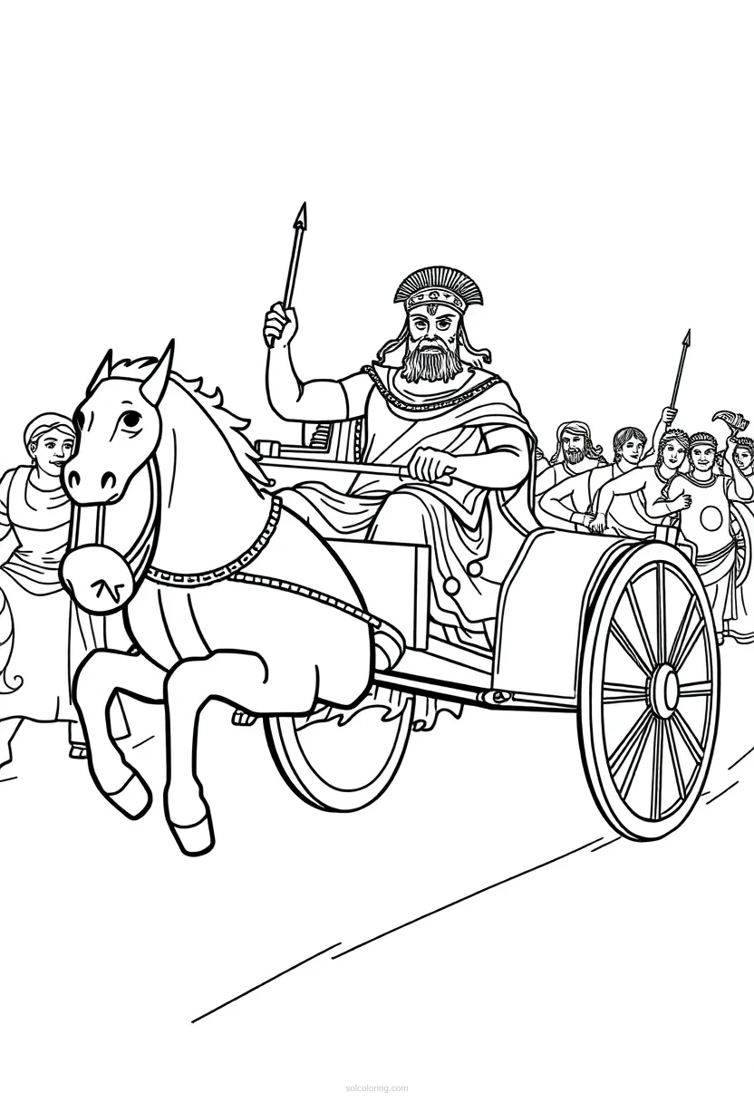 Greek Chariot Race coloring page for kids
