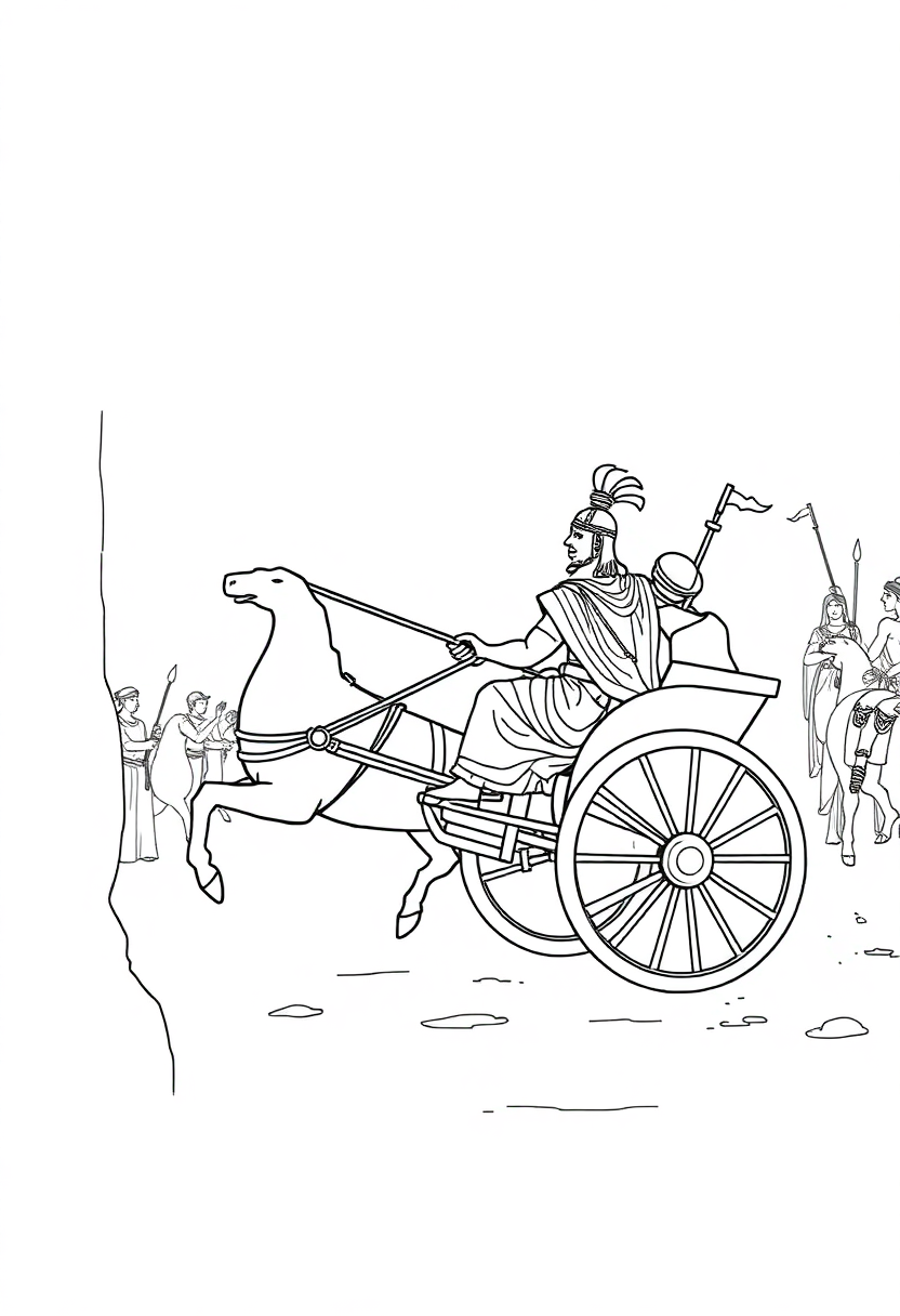 Greek Chariot Race coloring page, free printable