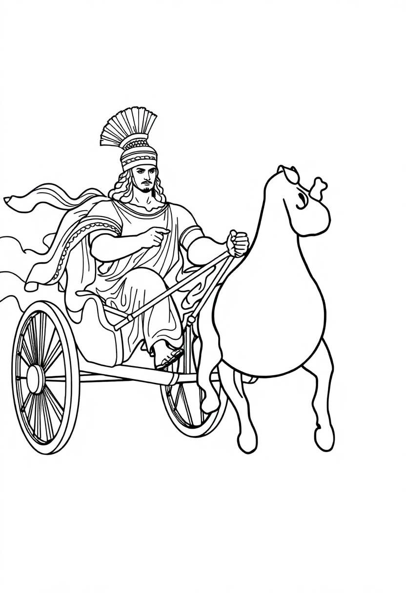 Greek Chariot Race coloring page, free printable