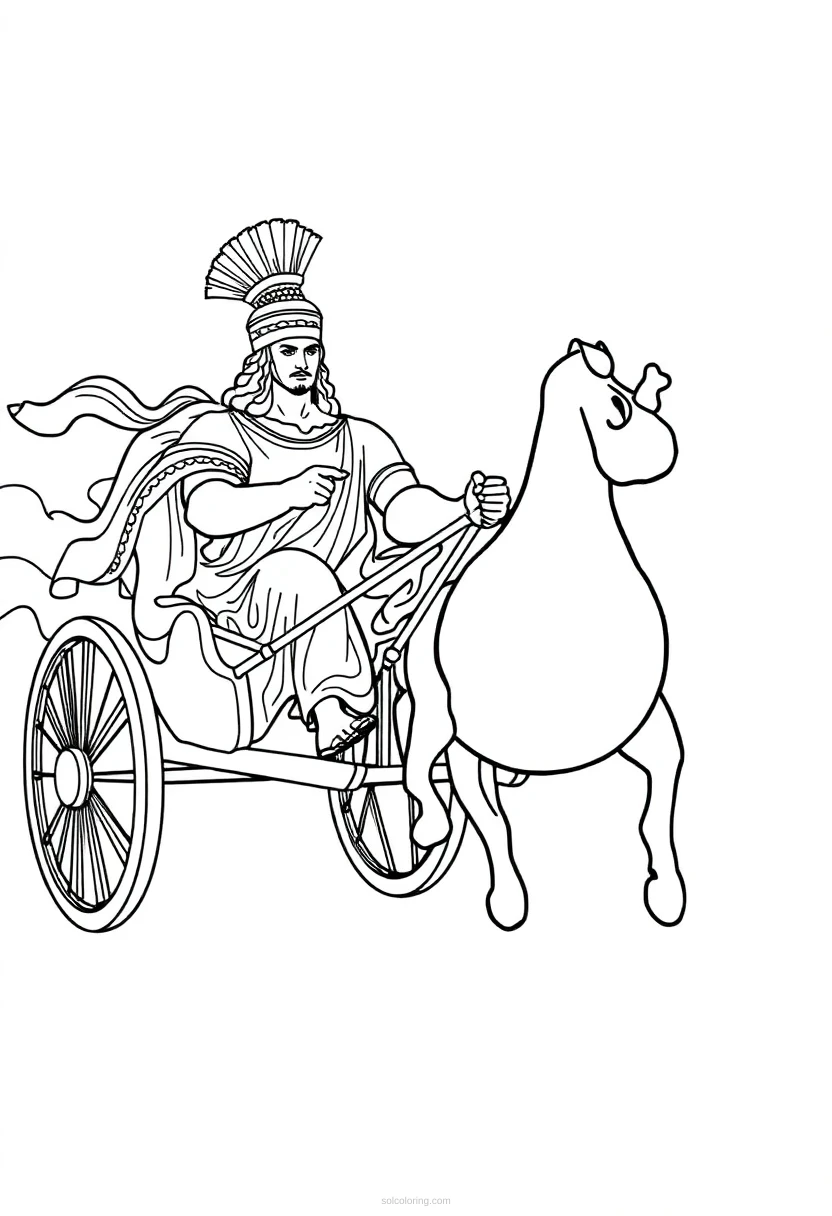 Greek Chariot Race coloring page for kids