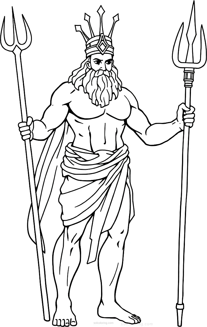Greek God Poseidon With Trident coloring pages