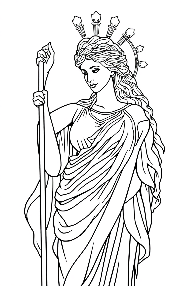 Greek Goddess Athena coloring page, free printable
