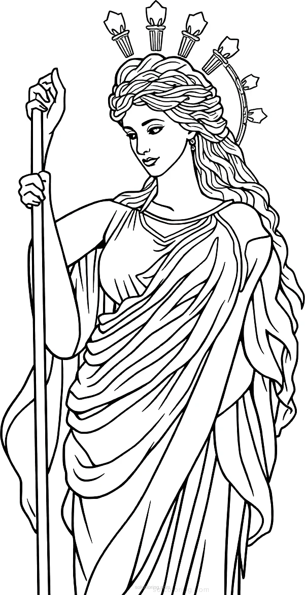 Greek Goddess Athena coloring page for kids
