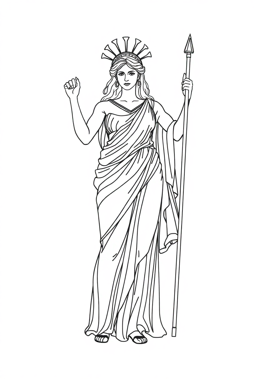 Greek Goddess Athena coloring page, free printable