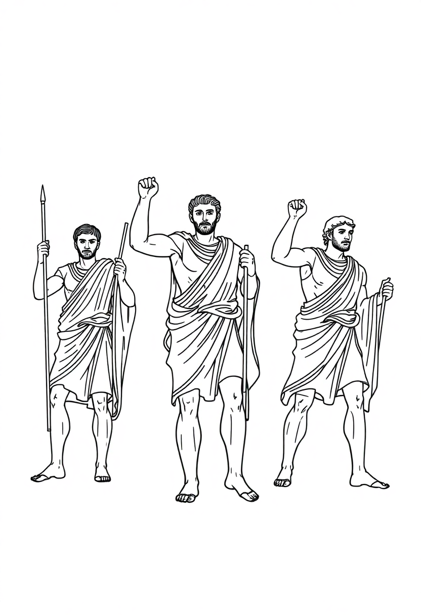 Greek Olympic Athletes coloring page, free printable