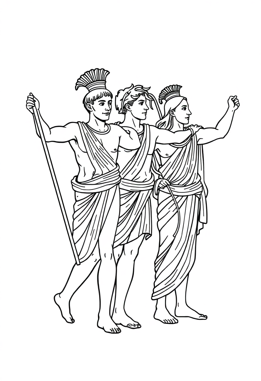 Greek Olympic Athletes coloring page, free printable