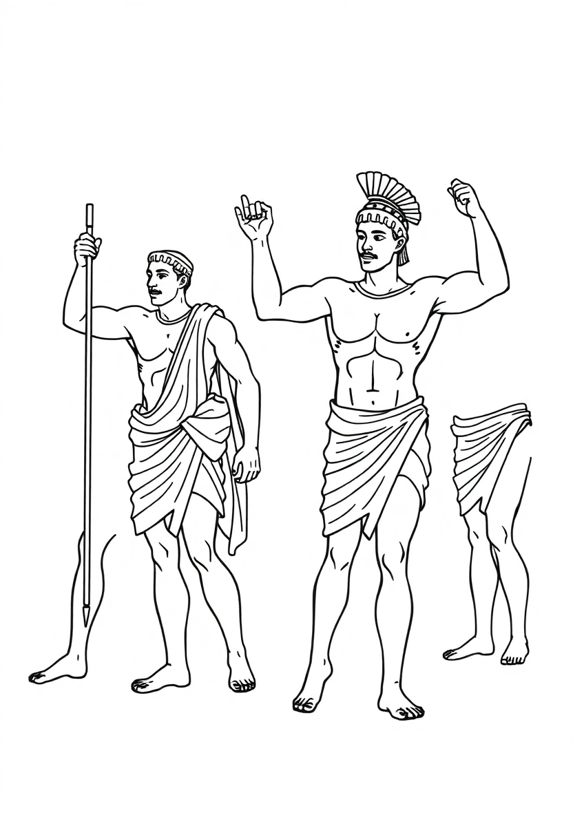 Greek Olympic Athletes coloring page, free printable