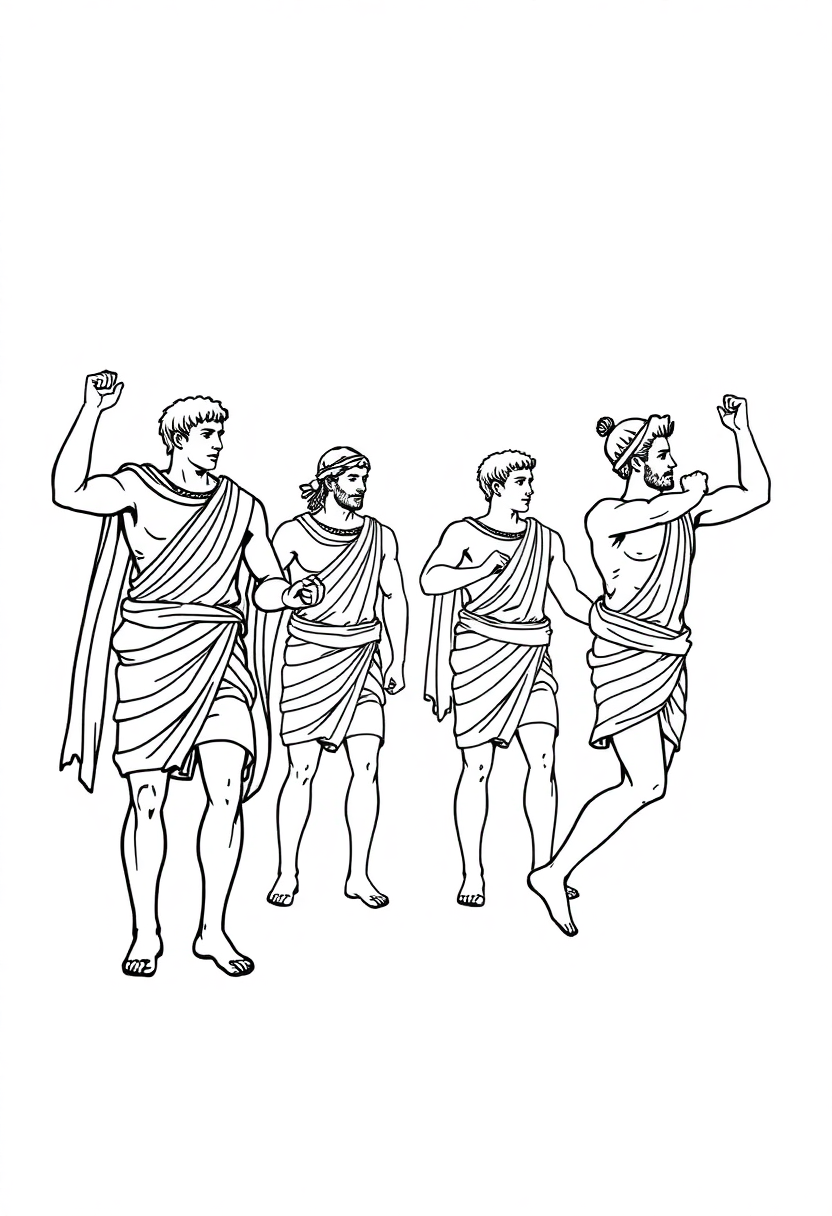 Greek Olympic Athletes coloring page, free printable